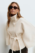 Sylvaine | High-Collar Cape Coat with Tie Belt