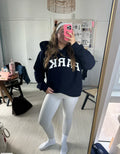Varsity Oversized Hoodie Navy with White Letters