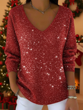 Thea | V-Neck Festive Patterned Knit Jumper
