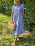Striped Button-Up Midi Dress – Relaxed Shirt Style
