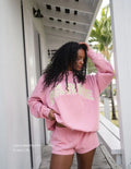 Varsity Oversized Sweatshirt Pink with Cream Letters