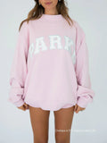 Varsity Mockneck Soft Pink with White Letters