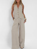 Linen Waistcoat and Wide-Leg Trousers Set – Tailored Summer Co-Ord
