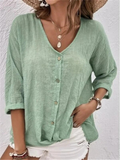 V-Neck Button-Front Top – Relaxed Everyday Layer