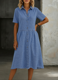Cecilija | Short-Sleeve Radiant Midi Dress