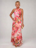 Elisabetta | Print Halter Maxi Wedding Guest Gowns