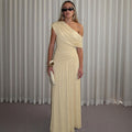 Women's Knit Maxi Dress with One-Shoulder Neckline and Ruching