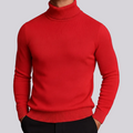 Men's Classic Knit Turtleneck Sweater with Ribbed Neck and Hem