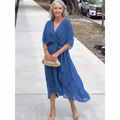 Monica | Wrap V-Neck Midi Wedding Guest Gowns
