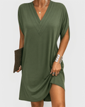 V-Neck Split Sleeve Mini Dress – Easy Shift Silhouette
