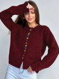 Hesper | Button-Front Patterned Knit Cardigan