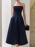 Hania | Strapless Pleated Midi Dress