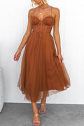 Almira | Strappy Tulle Maxi Dress