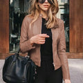 Valentine | Draped Cropped Signature Leather Jacket