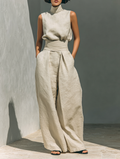 Amaranth | Sleeveless Wide-Leg Trouser Set