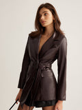 Amber | Belted Graceful Poised Leather Jacket
