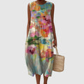 Khadija | Floral Sleeveless Midi Dress