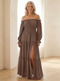 Amaya | Off-Shoulder Smocked Maxi Dress
