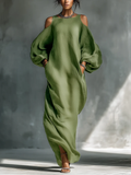Ainhoa | Puff-Sleeve Polished Maxi Dress