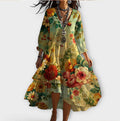Bedriska | Floral V-Neck Midi Dress