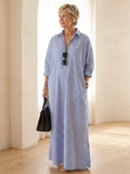 Aliyah | Striped Shirt Maxi Dress