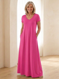 Aneira | Short-Sleeve Pocket Maxi Dress