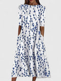 Audrey | Floral Round-Neck Midi Dress