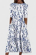 Bianca | Floral Round-Neck Midi Dress