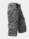 Cargo twill shorts with zip pockets and drawstring waist