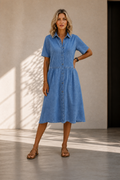 Cecilija | Short-Sleeve Radiant Midi Dress