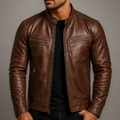 Casper | Structured High-Neck Enduring Leather Jacket