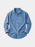 Casual corduroy button-up shirt with chest pocket and collar