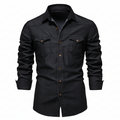 Casual Denim Shirt with Button Front and Chest Pockets