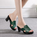 Casual faux slide sandals with block heel and platform