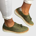 Casual Faux Suede Slip-On Sneaker with Perforated Sides and Tassel