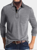 Casual knit-blend polo shirt with chest pocket and buttons