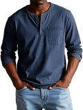 Casual knit Henley shirt with button placket and chest pocket