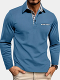 Casual knit polo shirt with button placket and chest pocket