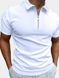 Casual knit polo shirt with zip placket and spread collar