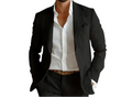 Casual Linen Blazer with Notched Lapels and Patch Pockets