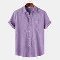 Casual Linen Blend Shirt with Spread Collar and Chest Pocket