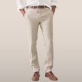 Casual Linen Pants with Flat Front and Belt Loops