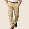 Casual Linen Pants with Flat Front and Belt Loops