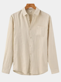 Casual Linen Shirt with Button Front and Chest Pocket