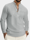 Casual linen shirt with officer collar and chest pocket