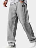 Casual Polyester Blend Pants with Drawstring Waist and Wide Leg
