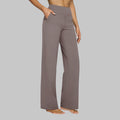 Casual Polyester Blend Pants with Wide Waistband and Side Pockets