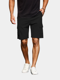 Casual Polyester Cargo Shorts with Flap Pockets and Zip Fly