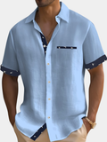 Casual Polyester Shirt with Lapel Collar and Trim Cuffs