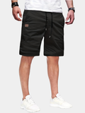 Casual Polyester Shorts with Drawstring Waist and Slant Pockets